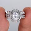 s Shiny White Zircon Oval Stone Rings Sets For Women Vintage CopperColor Engagement Bands Wedding Jewelry Set Versatile Gift