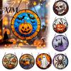 Seasonal Decorative Disc Retro Halloween Pendant, Ghost/Bat/Spider Web/Pumpkin Head Print, Dark Theme Holiday Decor Vintage Acrylic Hanging