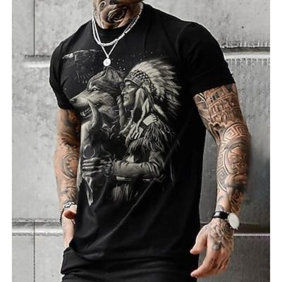 American Indian Wolf Native American T-shirt Anime Cartoon Anime 3D Classic Street Style For Couple's Men's Women's Adults' 3D Print