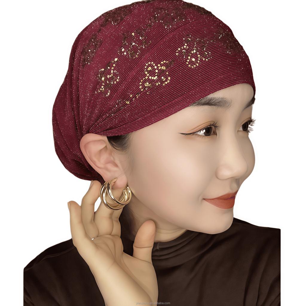 YASEEN Muslim Fashion Women Elastic Acrylic Breathable Eco-Friendly Turban Headgear Hijab Bonnet Headscarf Four Seasons