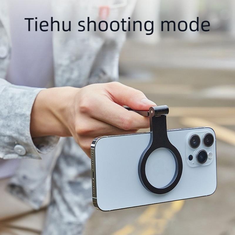 Portable Metal Phone Mount Adjustable Multiple Angle Magnetic Base Mobile Phone Rack for Content Creators Travel Office Use