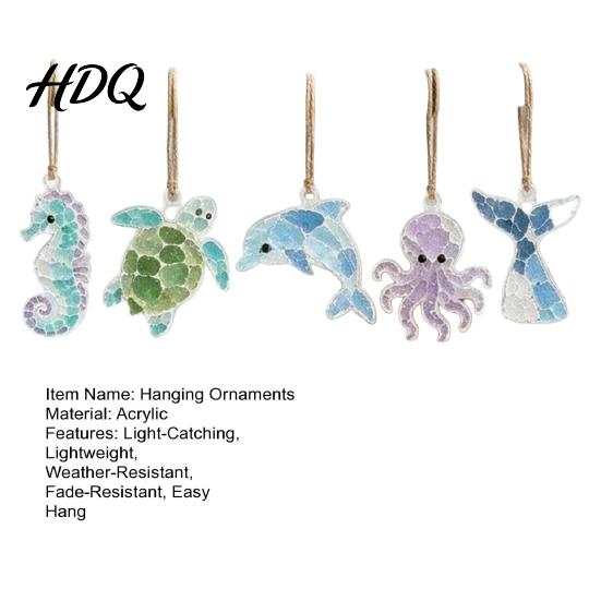 Holiday Window Decorations 5Pcs Acrylic Suncatcher Hangings Sea Glass Collage Kit