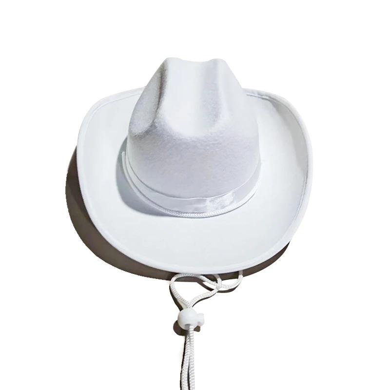 Children'S Hat Kids Girls Boys Cowboy Hats Wide Brim Western Cowgirl Hat With Adjustable Strap Costume Accessories