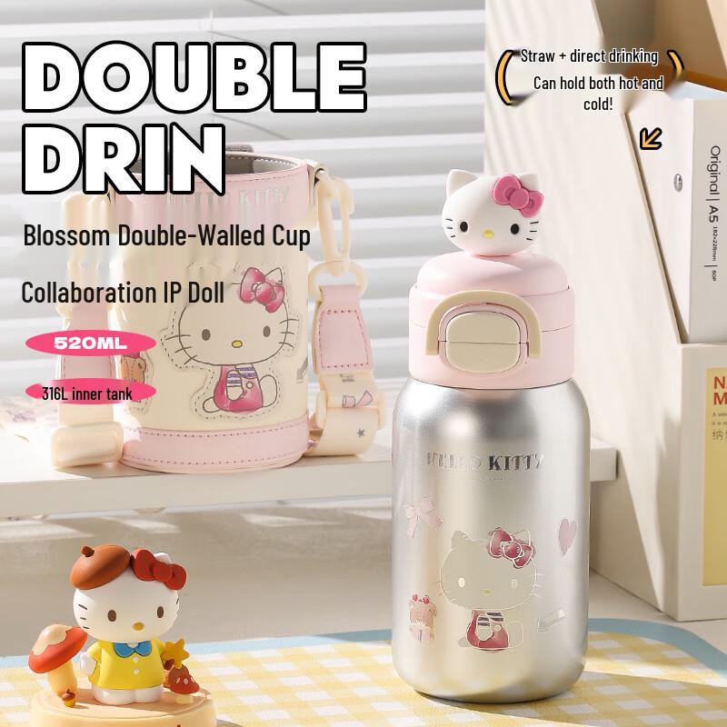 BEDDYBEAR Kids Dual-Drink Insulated Straw Water Bottle
