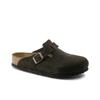 Boston Soft Footbed Unisex Suede Leather Slip On Clogs Dark Brown Regular Fit 0660461