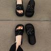Sense Sequined Muffin Bottom Slippers Women's Summer Wear One Word Women's Platform Sandals Semi-cool Slippers New
