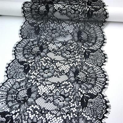 3m X 23cm Black French Chantilly Lace, Non-stretch Eyelash Lace Fabric for Sewing, Bra, Underwear, Lingerie, Dress, Garment, Crafting