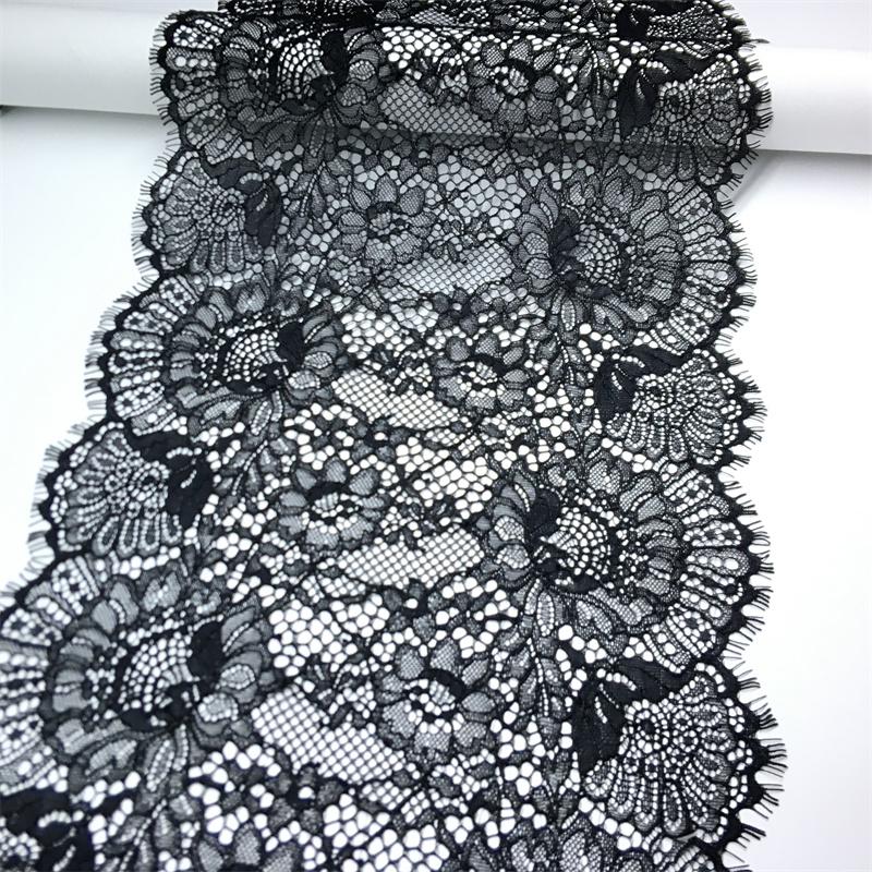 

3м х 23см Черное французское кружево шантильи, Неэластичная ткань кружева с ресничками для шитья, Бюстгальтер, Нижнее белье, Линжери, Платье, Одежда, Рукоделие 3 meters x 23 cm чёрный