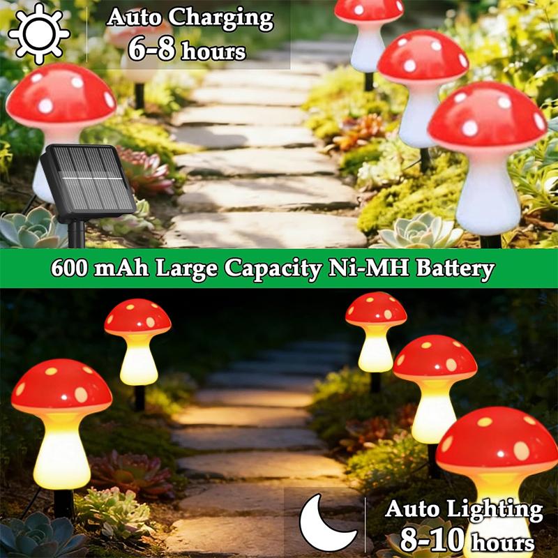 Solar Mushroom Lights for Garden Decor Waterproof Outdoor Garden Mushroom Lamp Solar LED Fairy Lights for Patio Path Yard Lawn