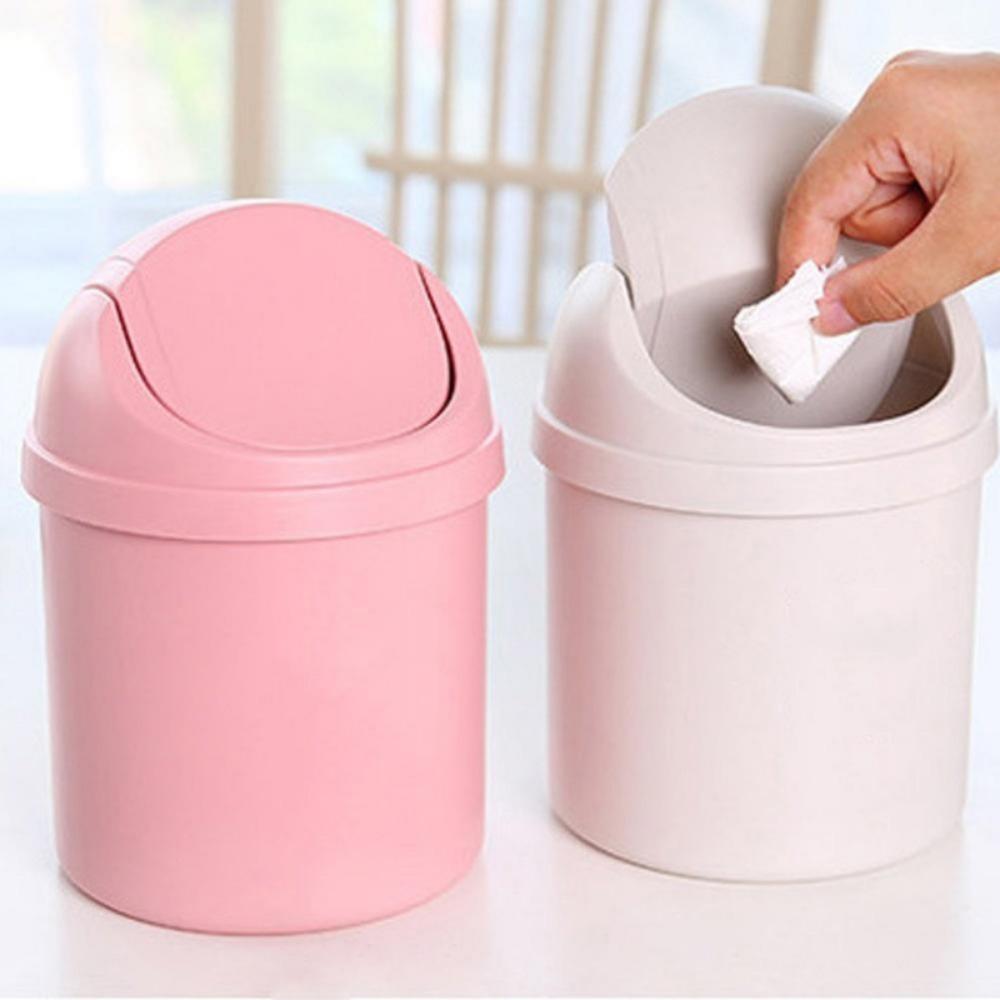 Mini soptunna svänglock avfallskorg soptunna för kontorsbil