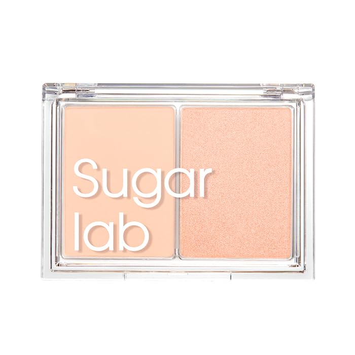 

Sugar Lab Official Cheek & Highlight Duo Palette 4.5g + 5.3g (Warm Undertones) Shading Contour Makeup Shadow 01. Love Coral