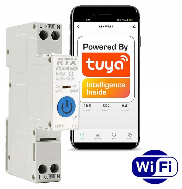 TUYA 40A DIN WiFi Controller Relay ENERGY MEASUREMENT