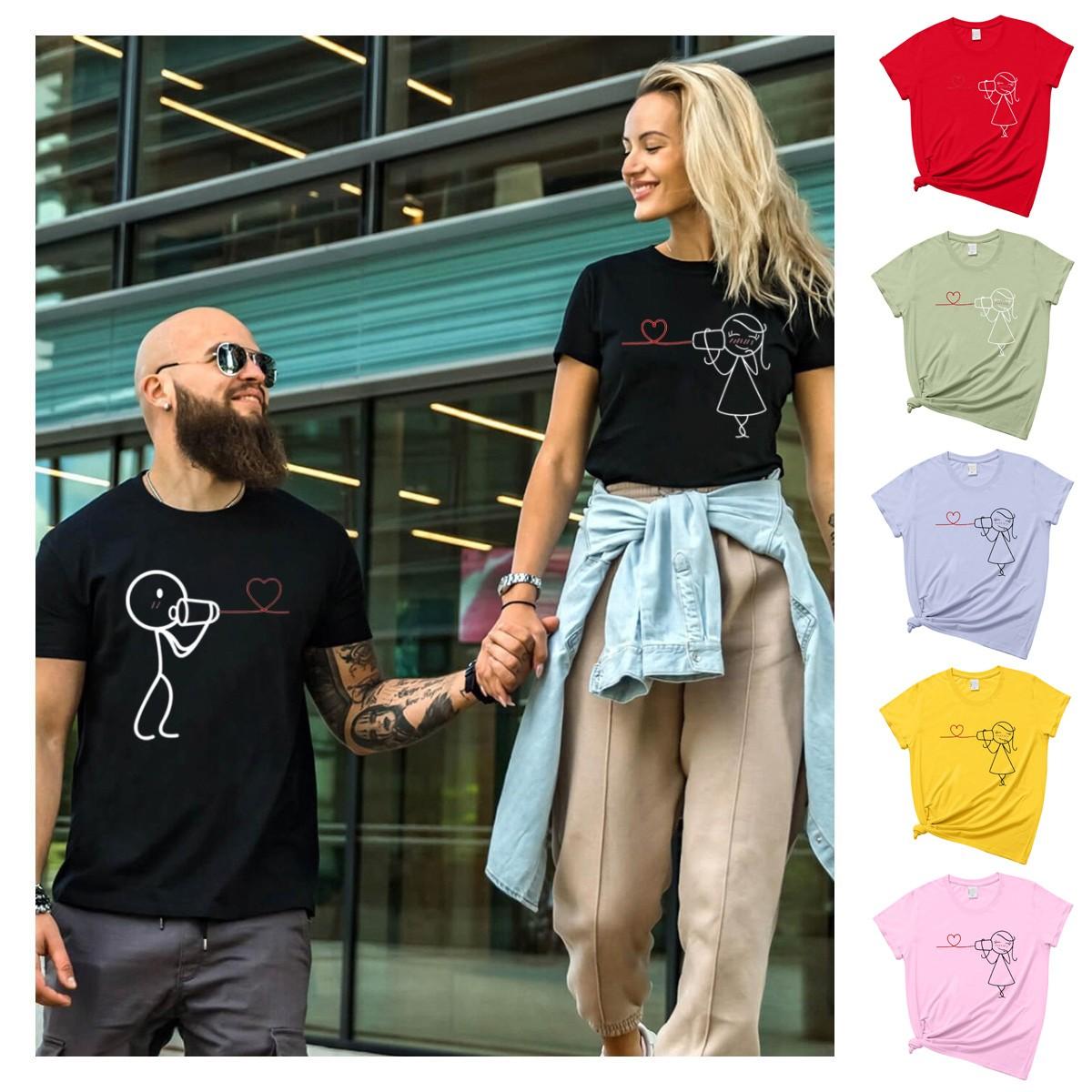

Женская летняя футболка для пар с коротким рукавом и принтом ко Дню святого Валентина для мужчин и женщин