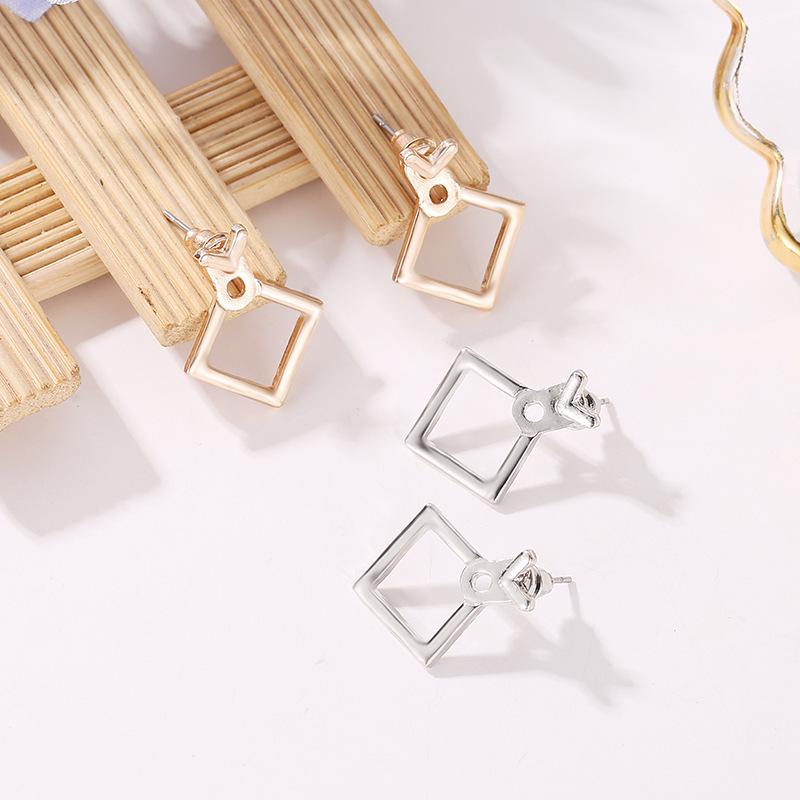 Cross-Border Fashion Jewelry: Creative Metal Hollow Triangle Diamond Earrings