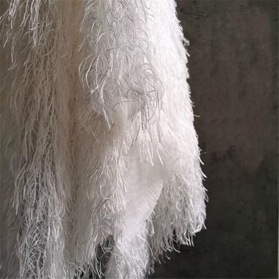 Țesătură cu Franjuri Lungi din Pene Albe Imitație pentru Cusut DIY Fustă Rochie Îmbrăcăminte de Nișă Pânză de Fundal Decorațiuni Material de Designer