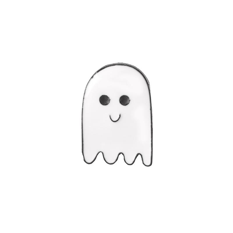 Trendy Halloweenská kreslená brož lebka dýně duch čarodějnice