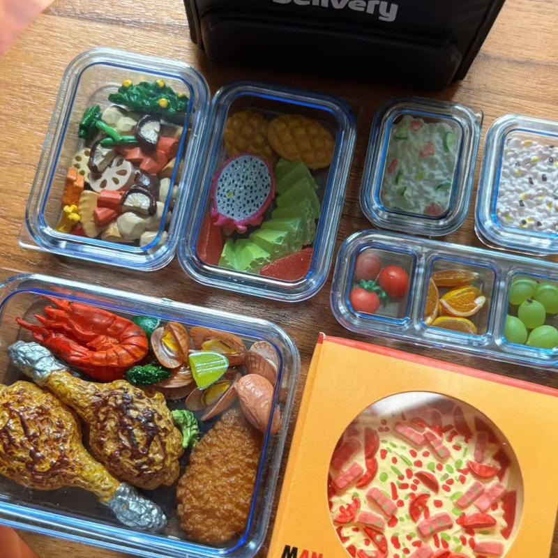 1 Set Küchenaufbewahrungsbox Geschirr Dekor 1/6 Puppenhaus Mini Frischhaltebox Brotdose Modell Miniatur Gemüsevorbereitung