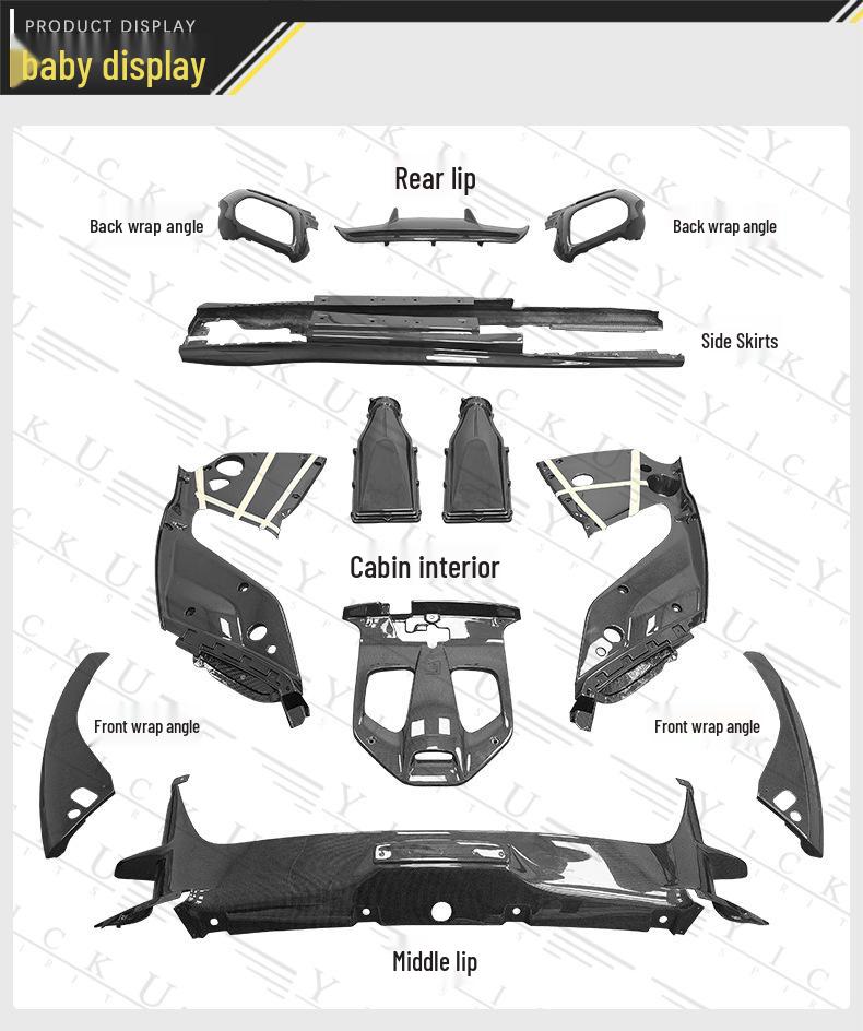 Ferrari 812 Carbon Fiber Body Kit: Front/Rear Splitter, Bumper Corners, Rear Lip, Engine Bay, Interior