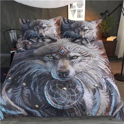3D Print Wolves God Beding Set Set Usa King Quen Double Ful Twin Single Sized Dimensions Polyester Comfortable Quilt Cover Set