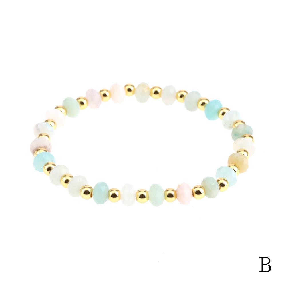 European & American 4mm Faceted Amazonite Bead Bracelet with Spliced Copper-Plated Metal Accents