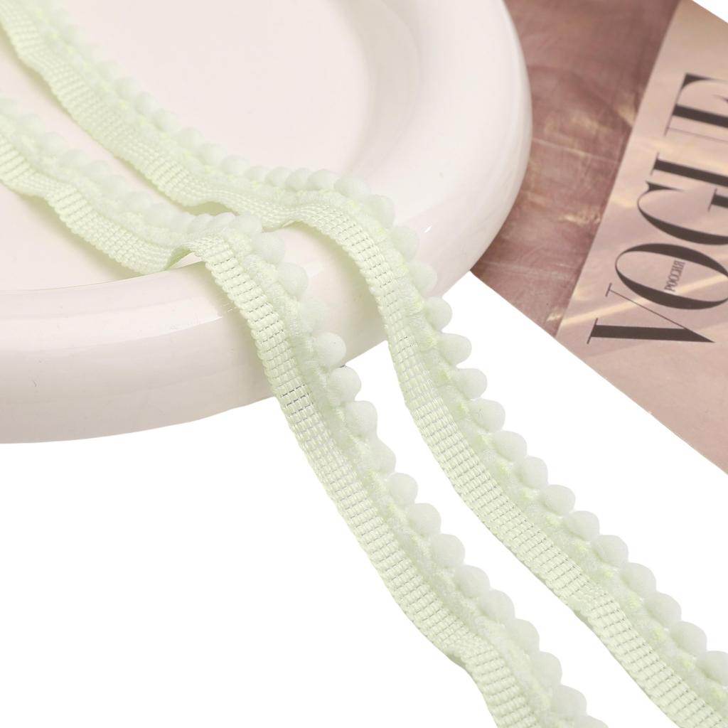 [5m] Kleine Fellbommelspitze 1cm Einfarbig Nicht-dehnbar Polyesterspitze DIY Rock Rucksack/Haaraccessoires Spitze