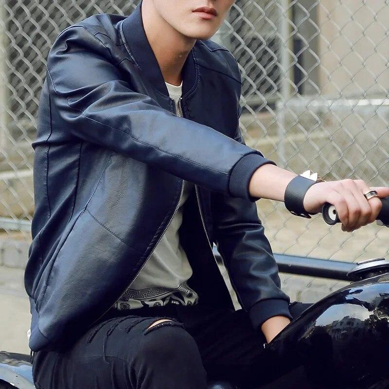 Herren-Baseballjacke für Frühling und Herbst, PU-Ledermantel, große Oberteile
