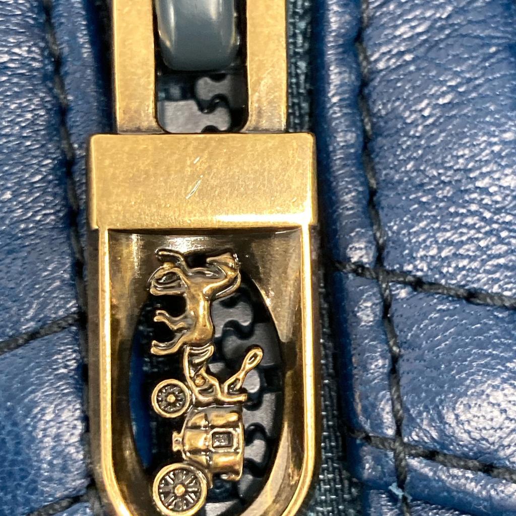 COACH Blue zip lamb leather jacket Jacket 2 blueUsed