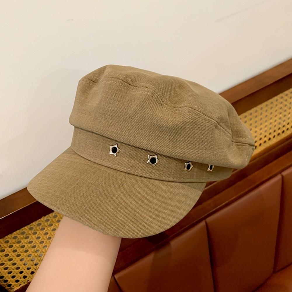 Flat Top Octagonal Cap Vintage Newsboy Hats Casual Star Hole Berets  Girls