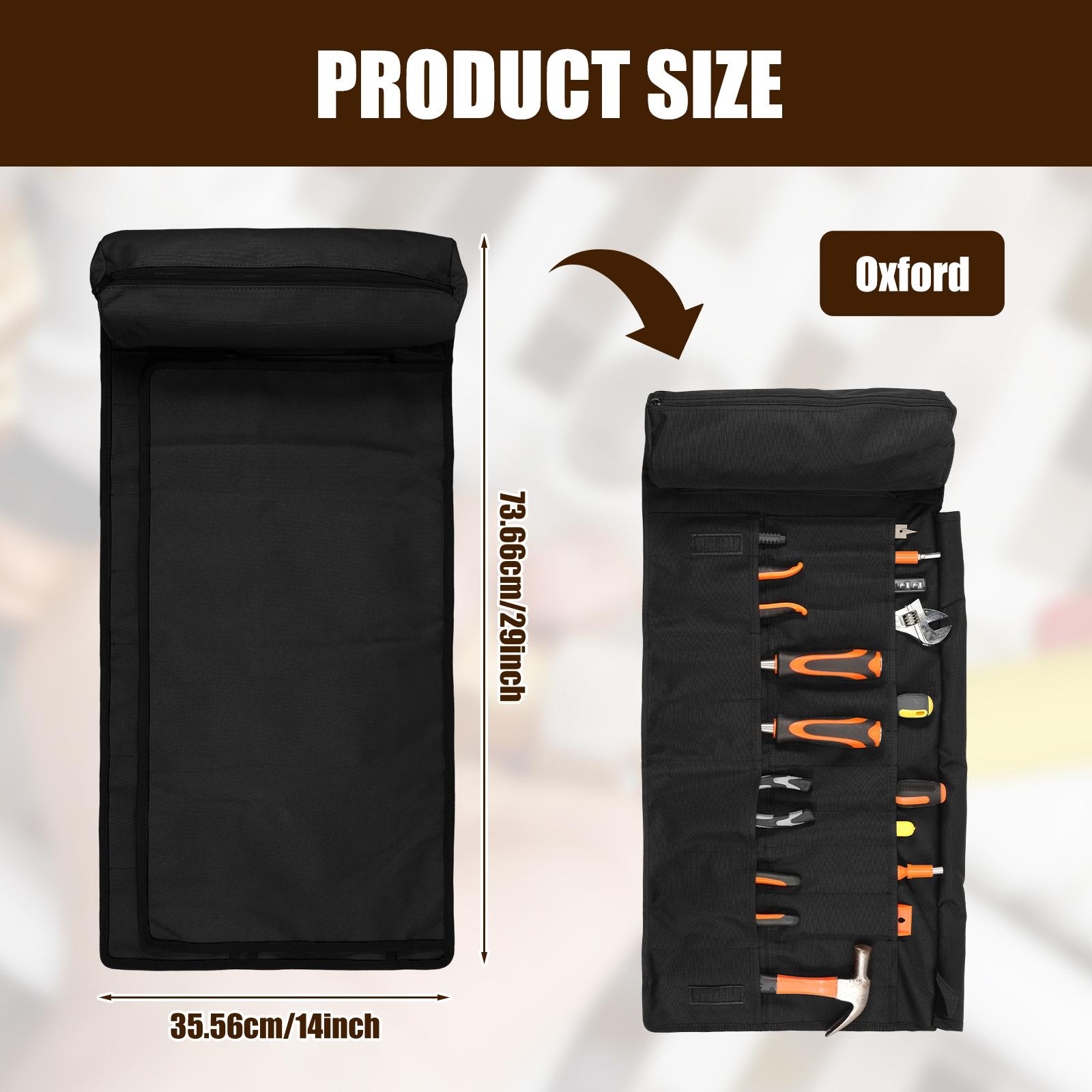 

Oxford Cloth Wrench Organizer Bag Wrench Roll Wrench Roll Up Pouch Large Capacity Tool Storage Bag Durable Canvas Construction 29x14inch чёрный
