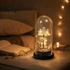 Indoor Halloween Display Ornament Decorations 3 Mini Light Up Ghost in Cloche Night with LED Lamp for Party Warm Lights Cute Spooky Decor