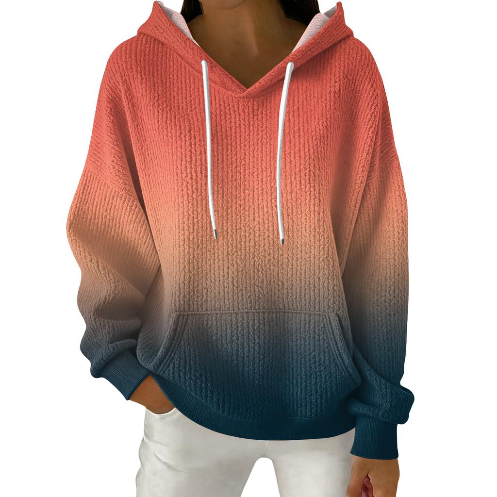 Women's Fashion Casual Gradient Print Pullover Long-Sleeve Hooded Sweatshirt