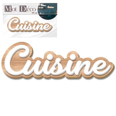 [Q7320] - 3D Holzdeko-Wort 'Küche' weiß Holz - 30x10x1 cm