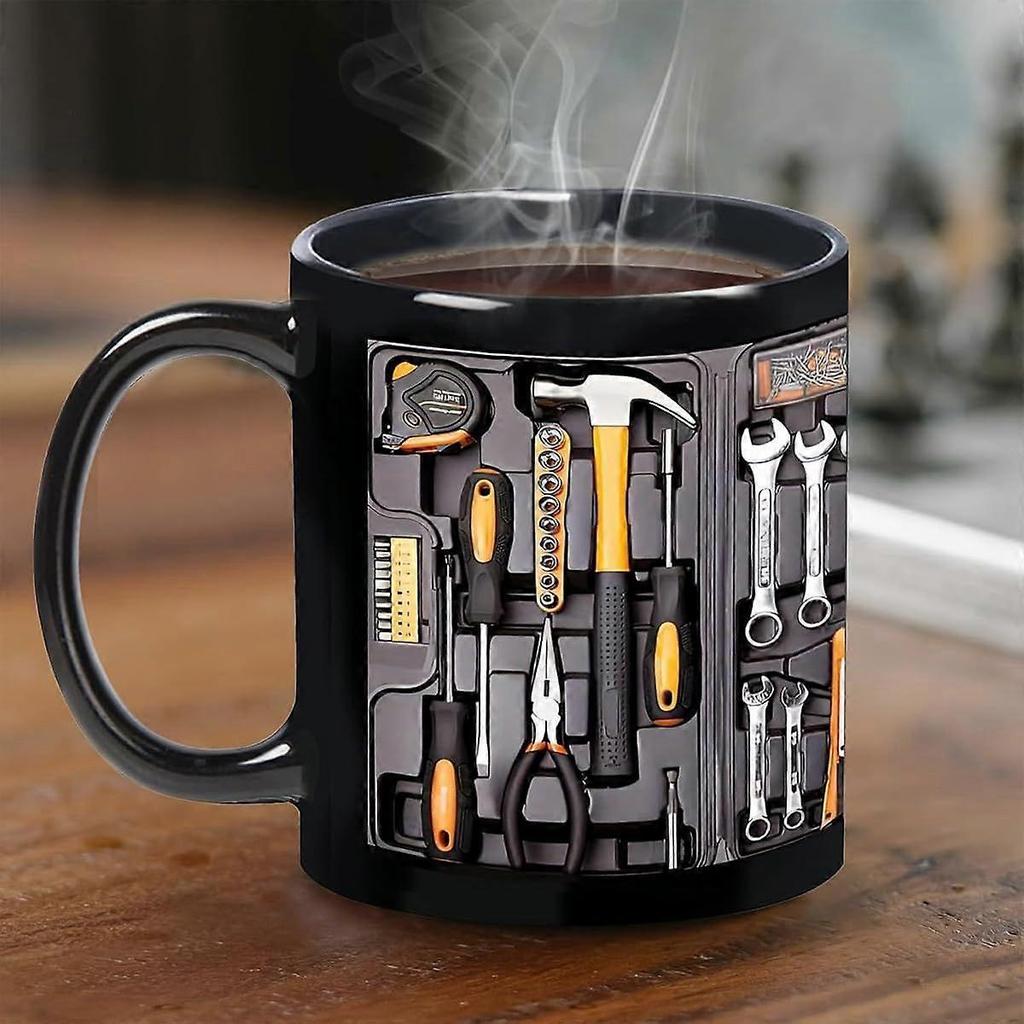 The Mechanic's Toolbox Mug, Realistic Tool Details & Comfortable Handle, 11oz Ceramic Mechanic Toolbox Coffee Cup for Birthday Thanksgiving