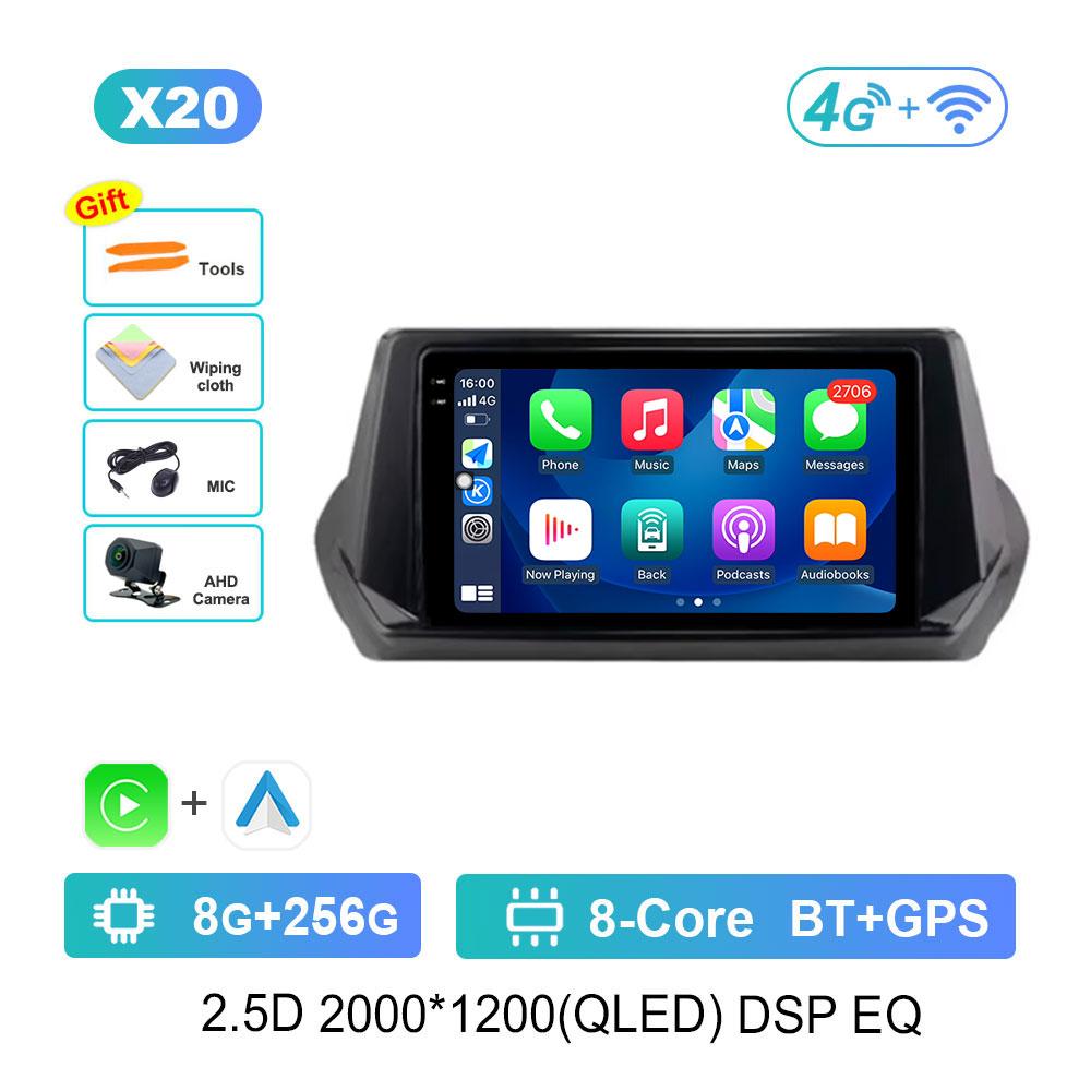 DSP Stereo Car Radio Multimedia player for Peugeot 2008 208 2019 - 2022 Navi GPS QLED Touch Screen WiFi Android 14 Bluetooth