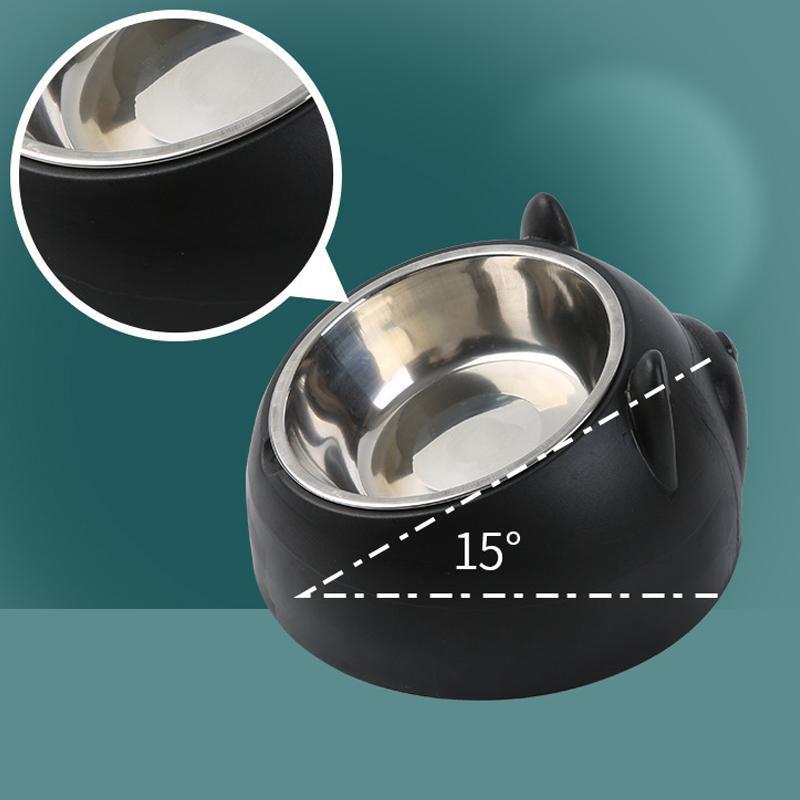 200ML Cute Cat and Dog Bowl Protection Cervical Vertebra 15 Degree Oblique Mouth Pet Stainless Steel Food Bowls