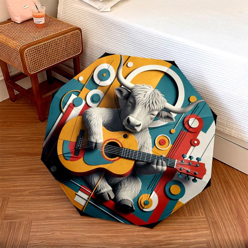 AnimalMusicians Pattern Pattern New Style Umbrella, 1 Piece Automatic Folding Umbrella, Portable Travel Umbrella, Outdoor Umbrella, Birthday Gift