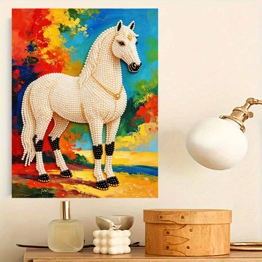Shiny Pearl Elegant Horse DIY Painting Creative Bead Art Craft Household Wall Decoration Nice Present For Art Hobbyists Home Decor Wall Artwork