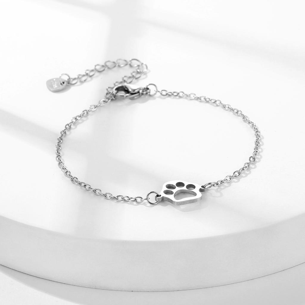 Popular Jewelry European and American Stainless Steel Cat's Paw Dog's Paw Bracelet, Hollowed Out Personalized Jewelry Women