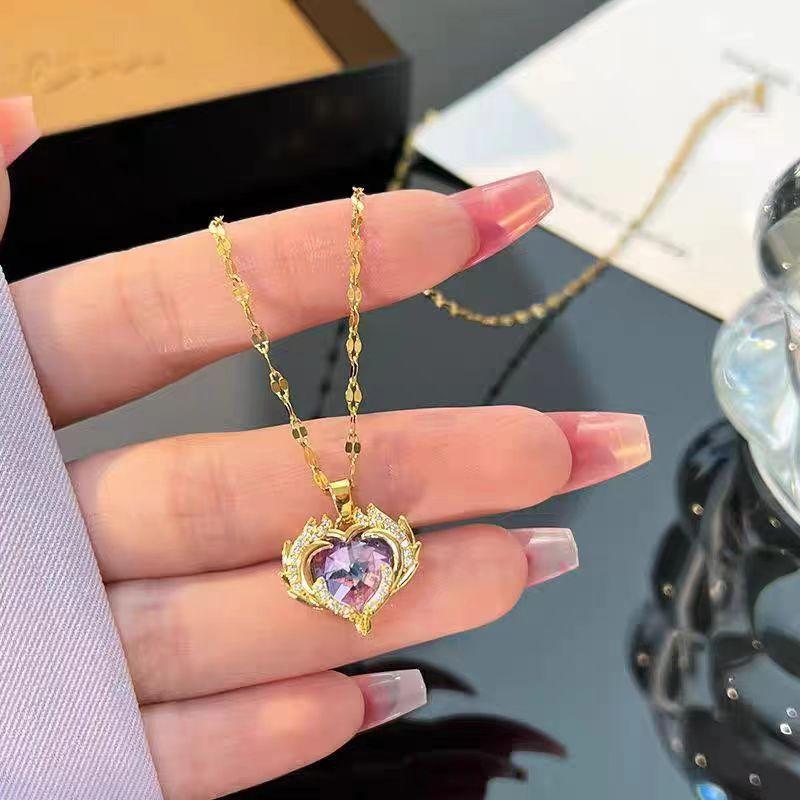 Luxury Design Heart Pendant Necklace For Women Fashion Crystal Charm Chain Choker Necklace Collar Girls Party Jewelry Gifts