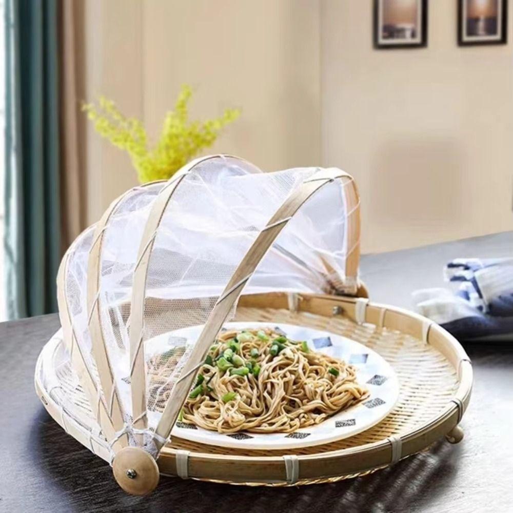 Bamboo Anti-insect Dustproof Basket Multi-function Fruit Vegetable Tray  Household