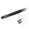 2PCS/set Stainless Steel Black Curved Straight Eyebrow Tweezers Anti Acid Nipper Rhinestone Picking Tool False Eyelash Nail Art Tool