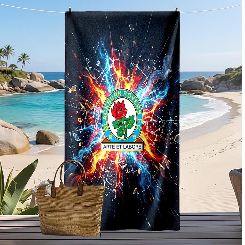Telo Mare con Stampa Calcio Blackburn Rovers, Telo Grande Morbido Asciugatura Rapida per Spiaggia Campeggio Nuoto