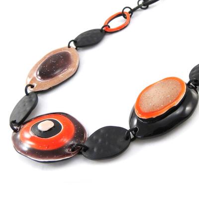 [J2234] - Designer Necklace 'Coloring' Orange Brown