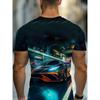 Großes Herren Sportwagen Muster 3D Gedrucktes Herren Rundhals Kurzarm T-Shirt Sommer Mode T-Shirt Lässig Bequem Vielseitiges Oberteil