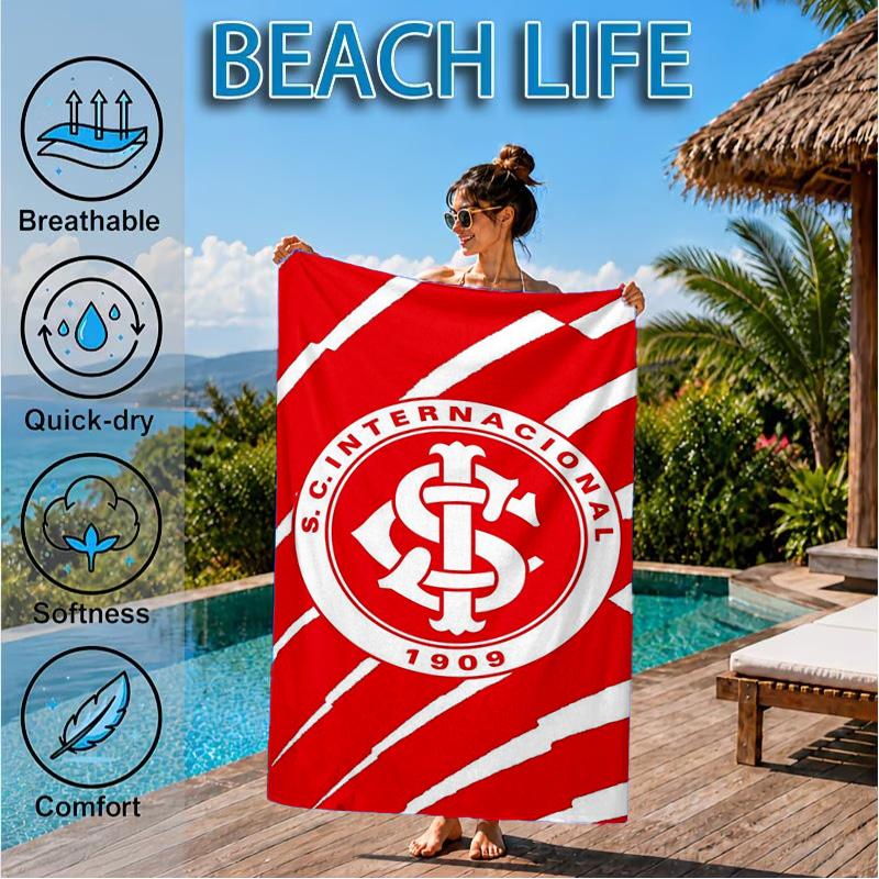 Inter Club Emblem Printed Microfiber Beach Towel, Soft And Absorbent, Quick-Dry, Ideal for Summer Travel, Beach Essential, Swimming Pool