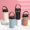 Portable Stainless Steel Double-Walled Coffee Thermos with Handle and Straw
