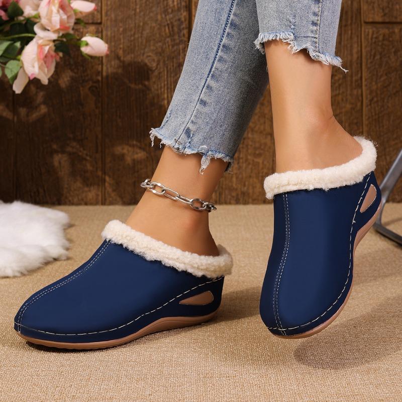 Women's Wide Width Platform Mules, Closed-Toe Roman Sandals, Lightweight Outdoor Slippers for Women
