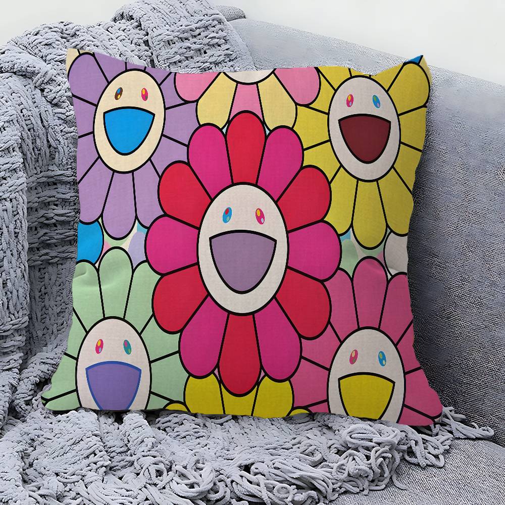 Flower TTakashi Art MMurakami Fashion Pillow Gift Home Office Decoration Bedroom Sofa Car Cushion Cover Case X