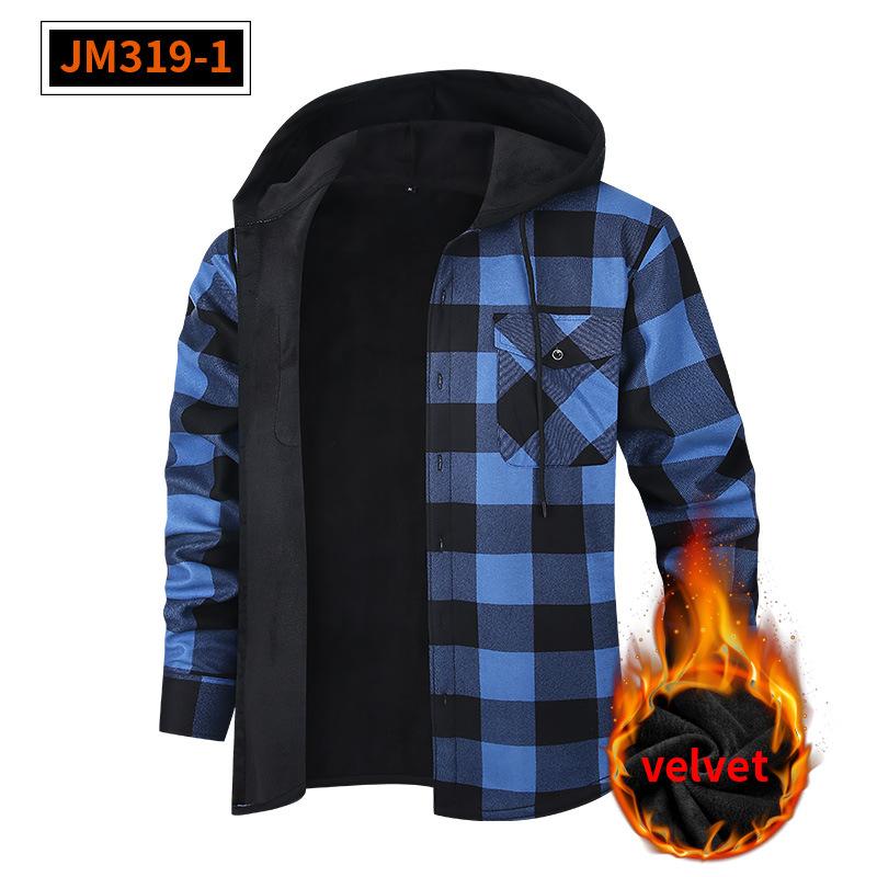 

Fleece-lined, checked, hooded, casual, oversized men s long-sleeved shirt – men s thermal top S