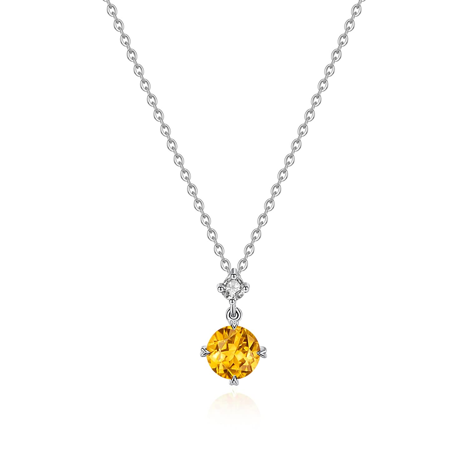 

FANCIME Platinum Necklace for Diamond and Natural Citrine November Perfect for and Gift Wrapping Women, Pendant, Birthstone, Mother s Day, Christmas,